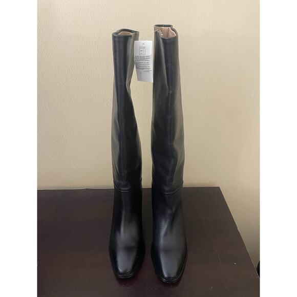 Banana Republic Women's Black Leather Block Heel Knee High Boots - Picture 5 of 5